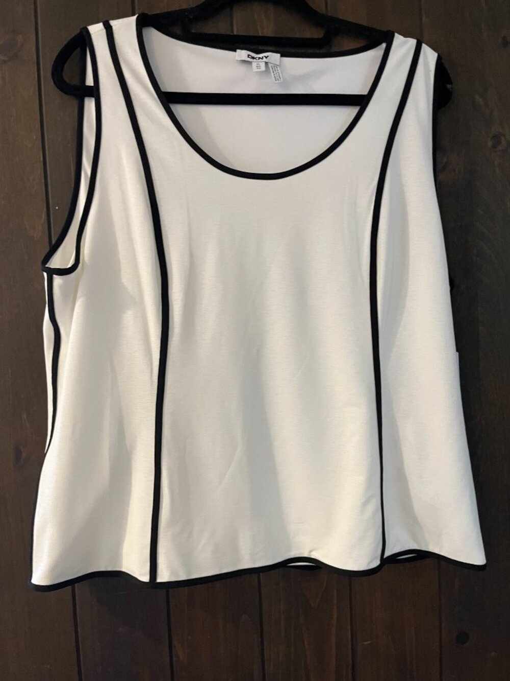 DKNY Women's Contrast Trim Tank Top - XL  NWT  black & white